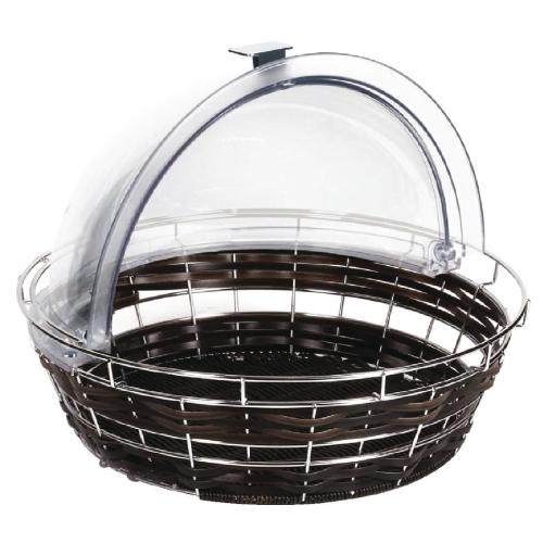 APS Frames PolyRattan Basket Round Dark Brown with Frame for cover400x100mm(B2B)