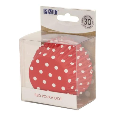 PME Red Polka Dot Standard Baking Cases (Pack 30)