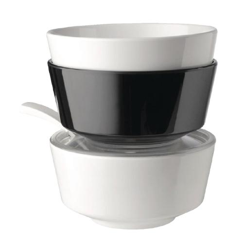 Float Round Bowl Melamine Black - 205mm (B2B)