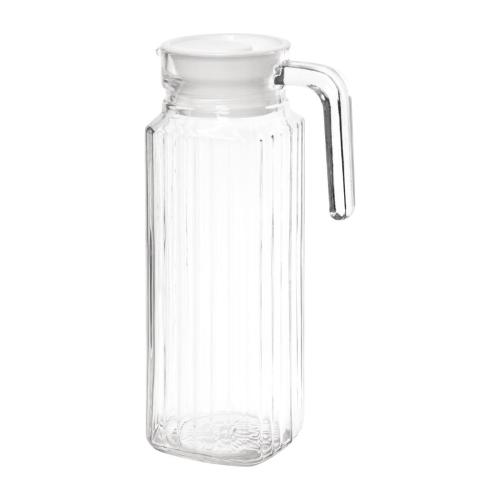 Olympia Ribbed Glass Jug with Lid - 1Ltr 33 4/5fl oz (Box 6)