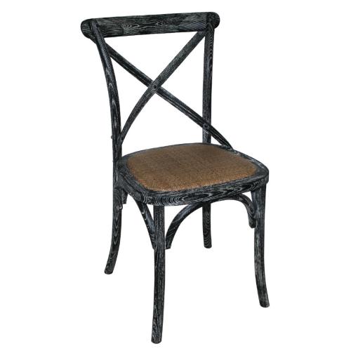 Bolero Wooden Dining Chair with Cross Backrest Black Wash Finish (Box 2)