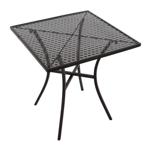 Bolero Black Steel Patterned Bistro Table Square - 700mm