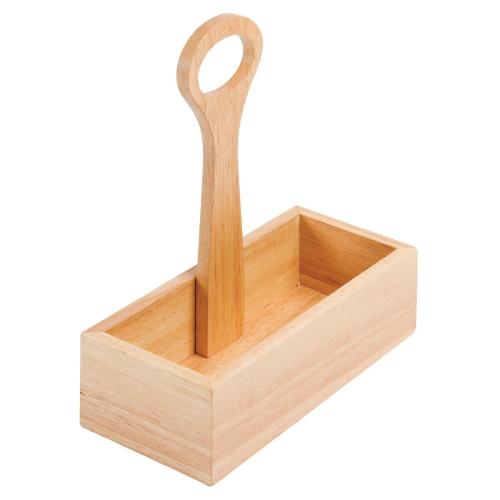 Olympia Wooden Condiment Bucket with Handle - 240x230x100mm 9 1/2x 9x 4"