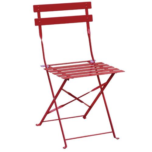 Bolero Perth Red Pavement Style Steel Folding Chairs (Pack 2)