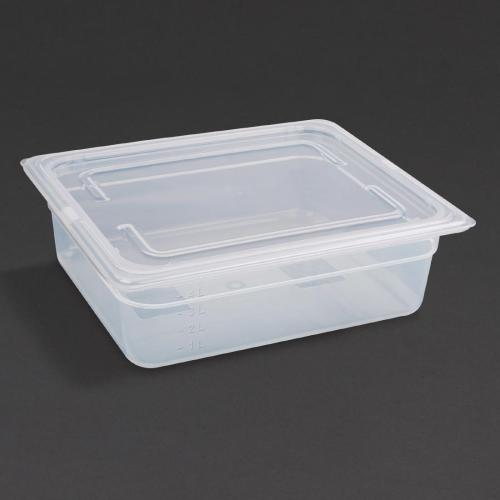 Vogue Polypropylene GN Container 1/2 with Lid - 100mm 5 9/10Ltr (Pack 4)