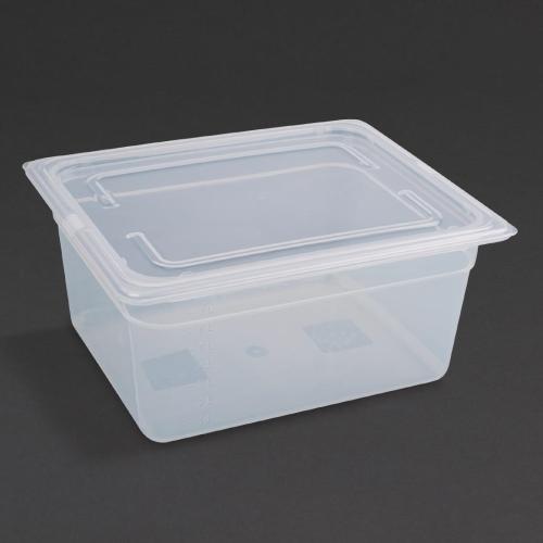 Vogue Polypropylene GN Container 1/2 with Lid - 150mm 8 9/10Ltr (Pack 4)