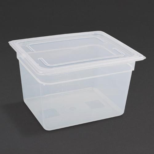 Vogue Polypropylene GN Container 1/2 with Lid - 200mm 11 3/4Ltr (Pack 4)