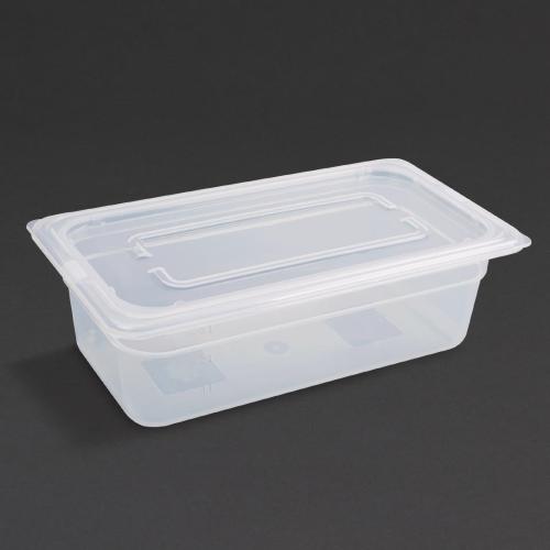 Vogue Polypropylene GN Container 1/3 with Lid - 100mm 3 5/8Ltr (Pack 4)