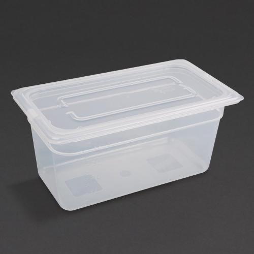 Vogue Polypropylene GN Container 1/3 with Lid - 150mm 5 1/3Ltr (Pack 4)