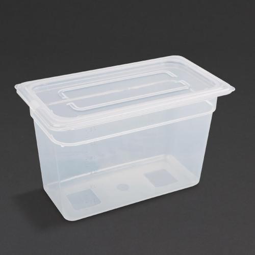 Vogue Polypropylene GN Container 1/3 with Lid - 200mm 6 9/10Ltr (Pack 4)
