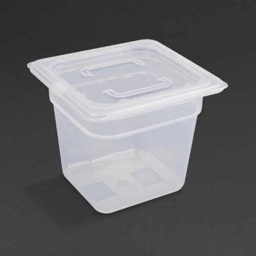 Vogue Polypropylene GN Container 1/6 with Lid - 150mm 2 1/5Ltr (Pack 4)