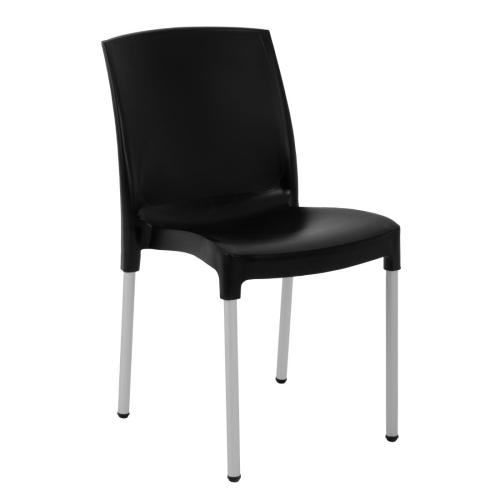 Bistro Side Chair Black PP & Aluminium (Pack 4)