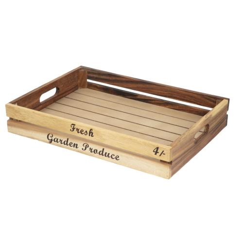 Baroque Crate Rustic Acacia Large Fresh Garden Produce - 420x300x70mm