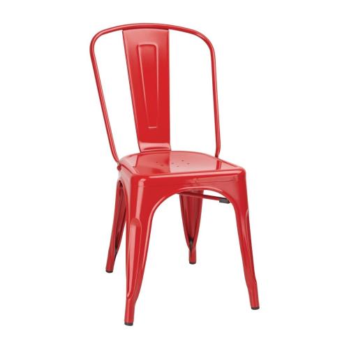 Bolero Bistro Steel Side Chair Red (Pack 4)