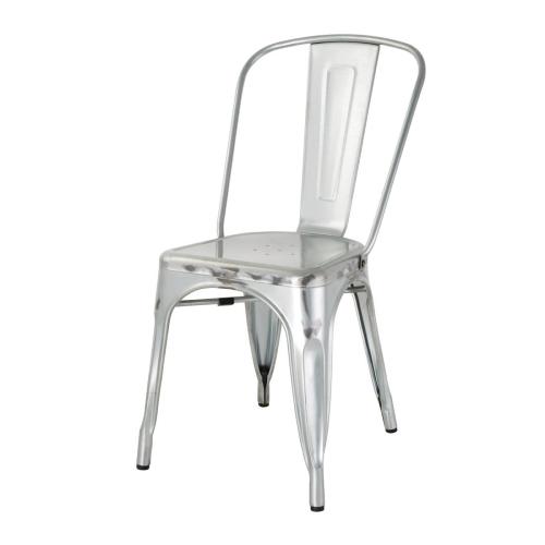 Bolero Bistro Steel Side Chair Galvanised (Pack 4)