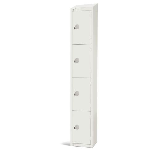 450mm Deep Locker 4 Door Camlock White with Sloping Top (Direct)