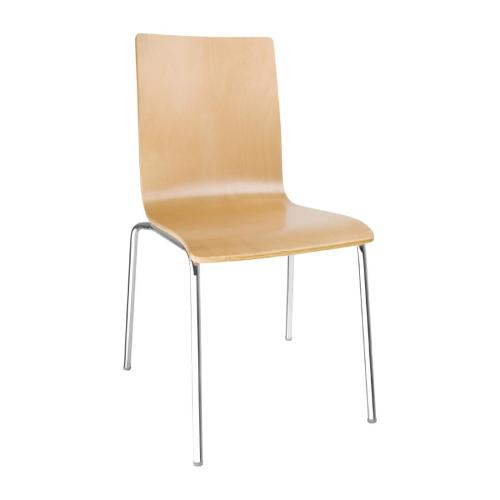 Bolero Square Back Side Chair Natural Finish (Pack 4)