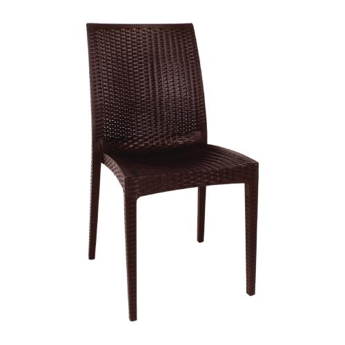 Bolero PP Rattan Bistro Side Chair Brown (Pack 4)