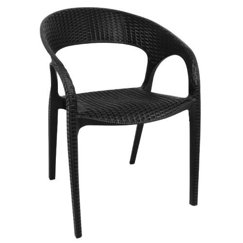 Bolero PP Rattan Wraparound Armchair Black (Pack 4)