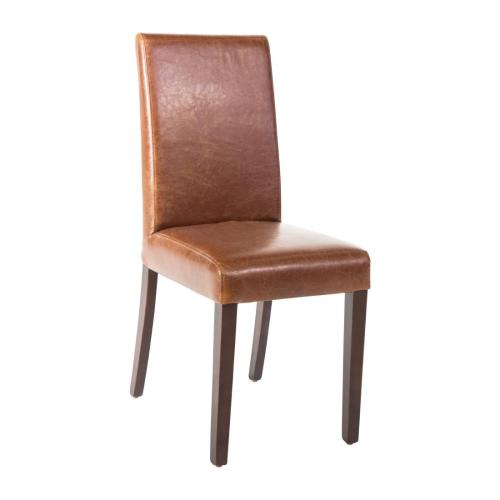 Bolero Faux Leather Dining Chair Antique Tan (Pack 2)