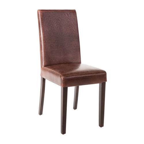 Bolero Faux Leather Dining Chair Antique Brown (Pack 2)