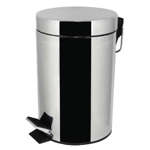 Bolero Round Stainless Steel Pedal Bin - 3Ltr