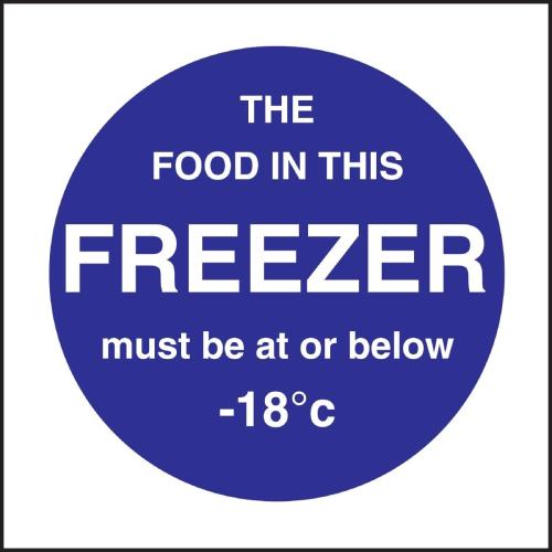 Vogue Freezer Temp Sign - 100x100mm 4x4" (Self-Adhesive)