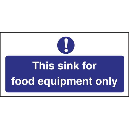 Vogue Sink For Food Equipment Only Sign - 100x200mm 4x8" (Self-Adhesive)