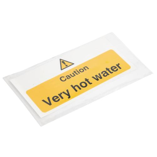 Vogue Caution Very Hot Water Sign - 100x200mm 4x8" (Self-Adhesive)