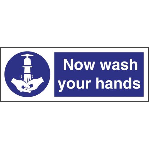 Vogue Now Wash Your Hands Sign - 230x90mm 9x3 1/2" (Self-Adhesive)