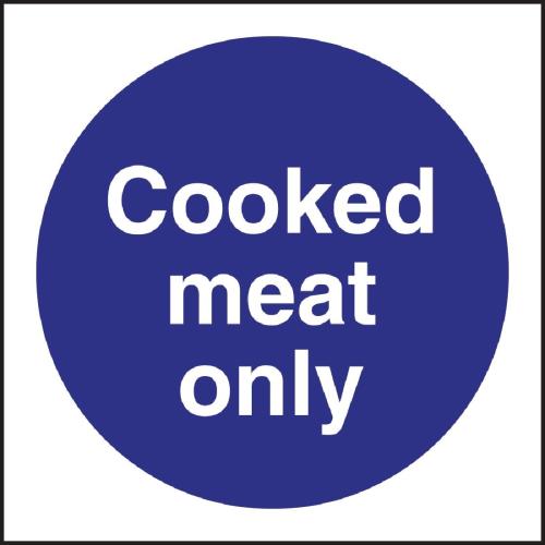 Vogue Cooked Meat Only Sign - 100x100mm 4x4" (Self-Adhesive)