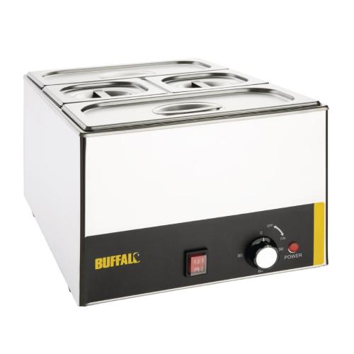 Buffalo Bain Marie without Tap with Pans 2x1/3 & 2x1/6 Pans 150mm Deep Inc Lids