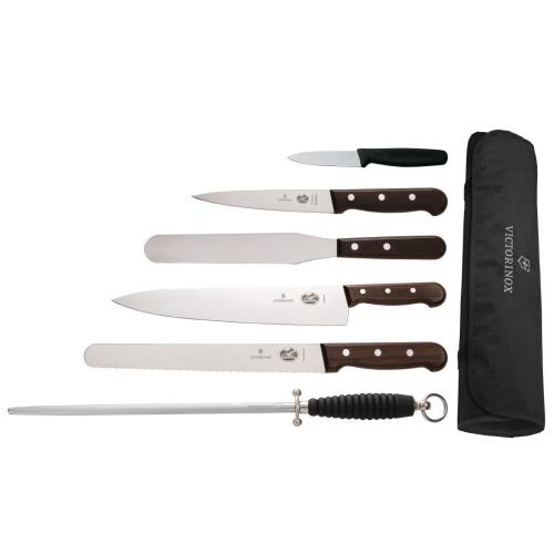 Victorinox Rosewood Knife Set & Wallet 6 Piece with 8" Cooks Knife