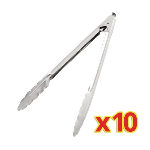 Vogue Catering Tongs - 240mm 10" J608 (Pack 10)