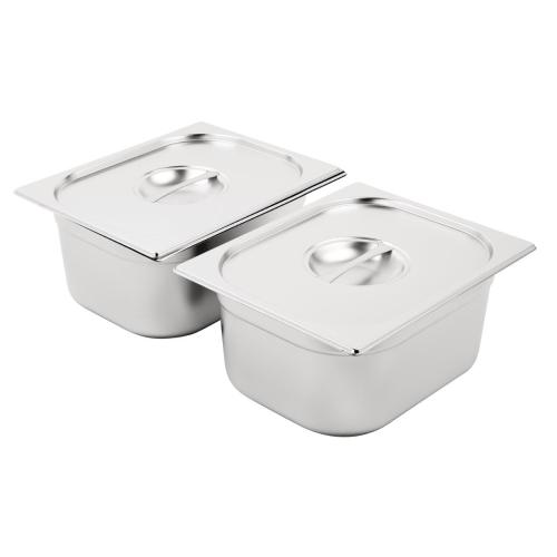 Vogue St/St GN Set - 2 x 1/2 with Lids 150mm