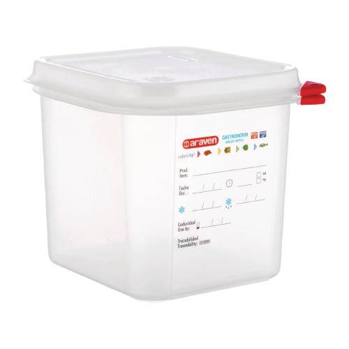 Araven Food Containers with Lids - GN 1/6 2.6Ltr (Box 4)