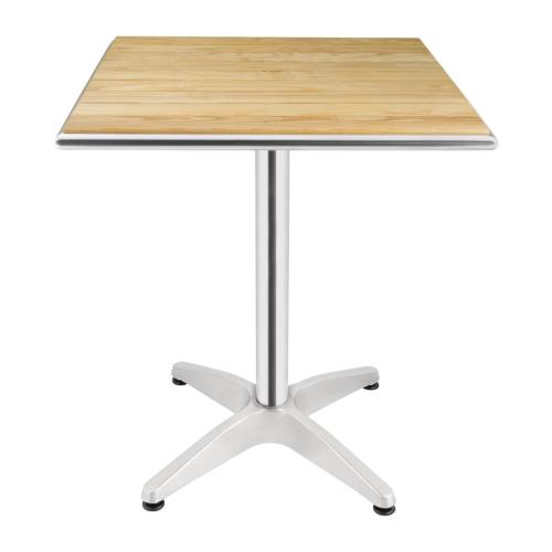 Bolero Square Pedestal Bistro Table Ash & Alu. Top - 600mm