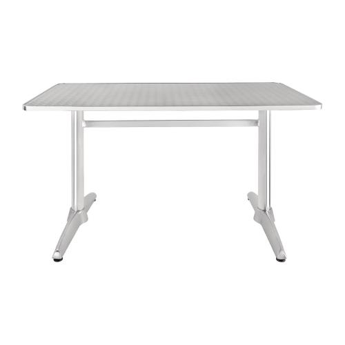Bolero Rectangular Pedestal Table St/St Top & Alu. Rim - 1200x600mm