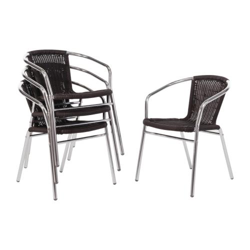 Bolero Wicker Chair with Aluminium Frame - Black Finish (Pack 4)