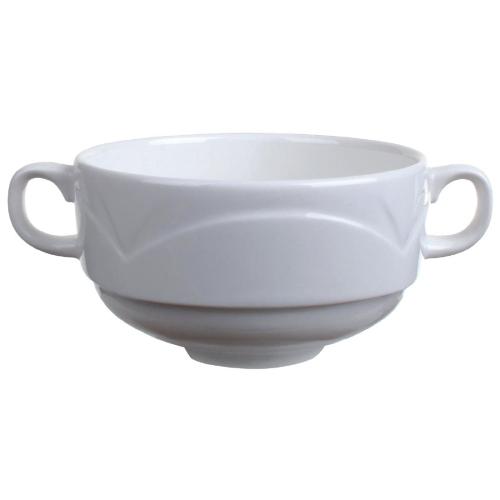 Bianco White Stacking Soup Cup Handled - 28.5cl 10oz (Box 36)
