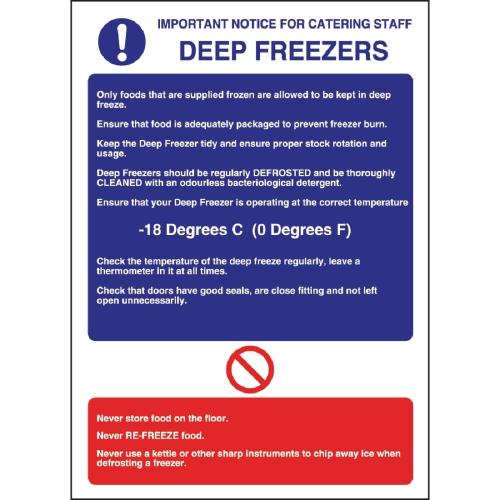 Vogue Deep Freezer Guidelines Sign - 300x200mm 11 3/4x7 3/4" (Self-Adhesive)