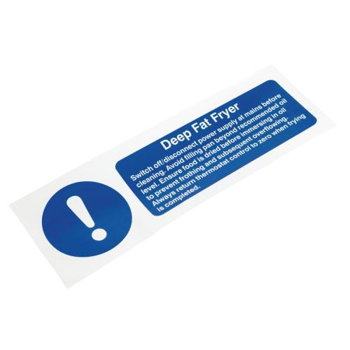 Vogue Deep Fat Fryer Safety Sign - 300x100mm 11 3/4x4" (Self-Adhesive)