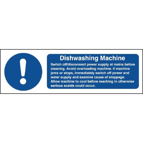 Vogue Dishwasher Safety Sign - 300x100mm 11 3/4x4" (Self-Adhesive)
