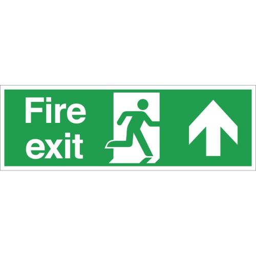 Vogue Fire Exit Straight On. Arrow Up. Sign - 150x450mm (Self-Adhesive)