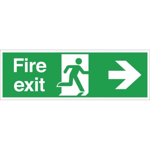 Vogue Fire Exit Arrow Right Exit Sign - 150x450mm (Self-Adhesive)