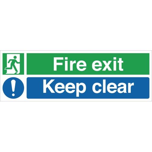 Vogue Fire Exit Keep Clear Sign - 150x450mm (Self-Adhesive)