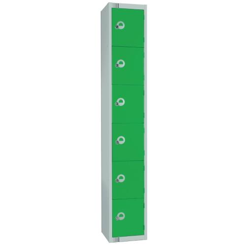 300mm Deep Locker 6 Door Combi Lock) Green - 1800x300x300mm (Direct)