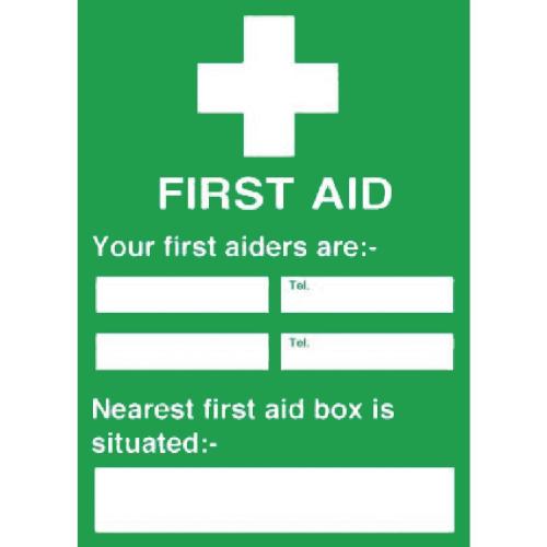 Vogue First Aid Nearest First Aid - 300x200mm 11 3/4x7 3/4" (Self-Adhesive)