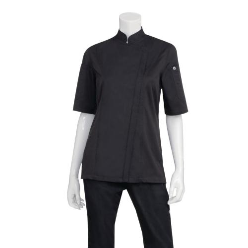 Chef Works Womens Light Weight S/S Zip Coat Black - Size L (Direct)