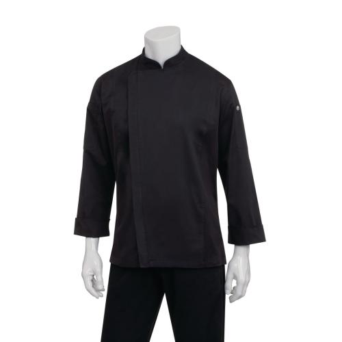 Chef Works Hartford Lightweight L/S Zipper Coat Black - Size L (Direct)